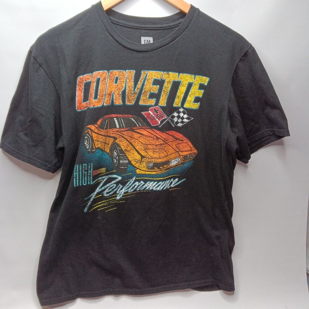 GM Corvette High Performance Racing Graphic T Shirt Black Mens Size Medium
